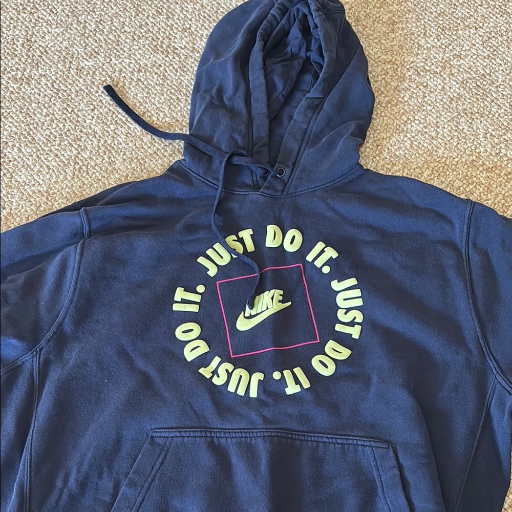 Nike Dark Blue Hoodie with Neon Accents